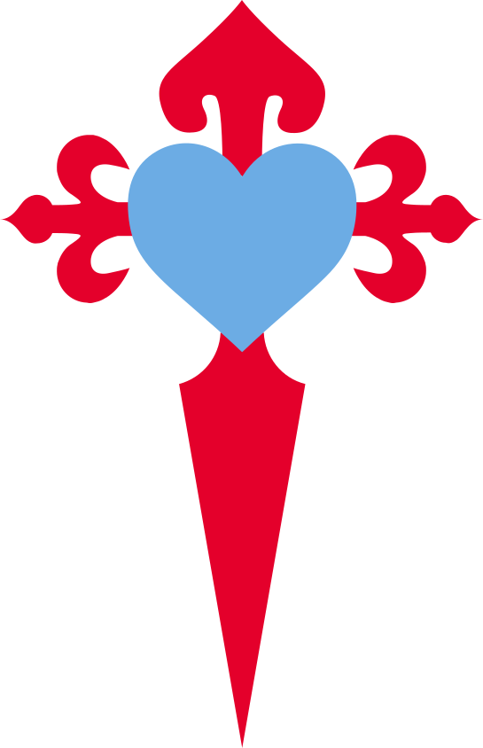 Escudo del Celta formado por la espada de Santiago y un corazón celeste